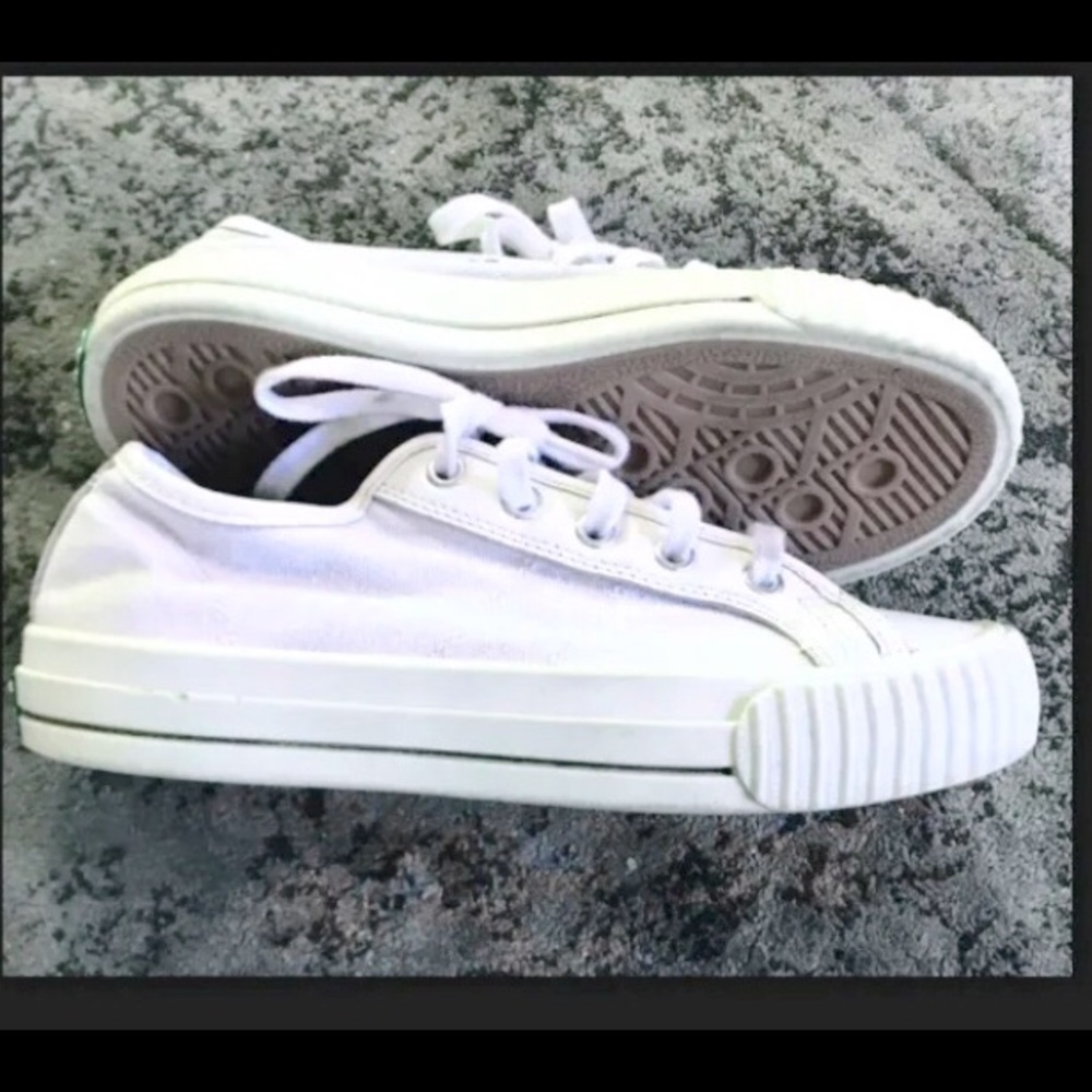 Made In USA PF Flyers White Sneakers leather trim